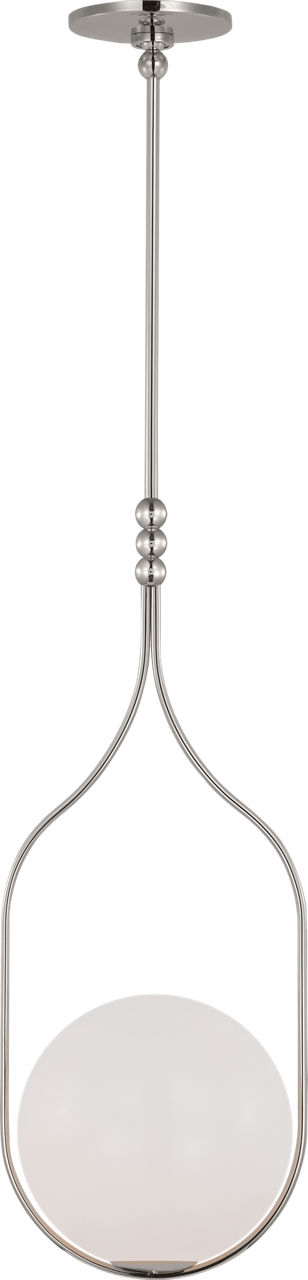 Jodo 12" Pendant in Polished Nickel with White Glass