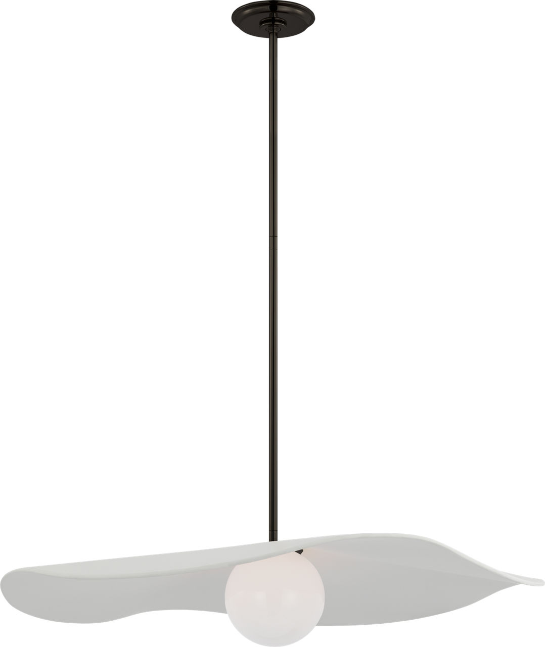 Mahalo 28" Pendant in Bronze and White Glass with Matte White Shade