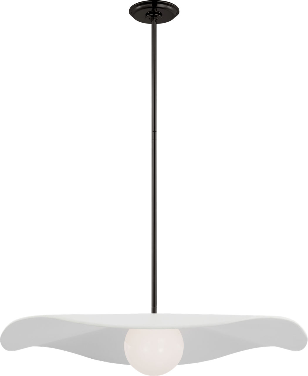 Mahalo 28" Pendant in Bronze and White Glass with Matte White Shade