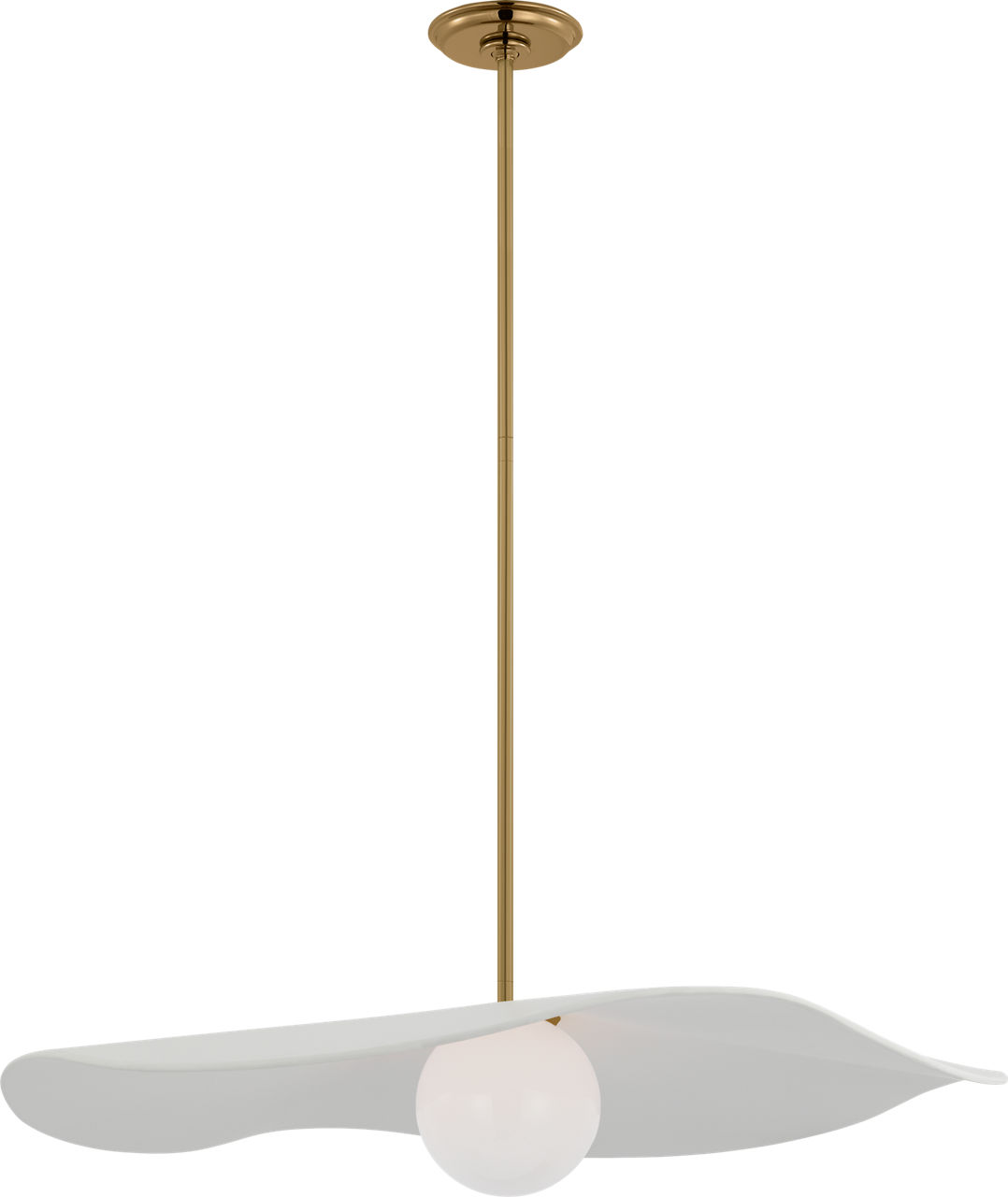 Mahalo 28" Pendant in Hand-Rubbed Antique Brass and White Glass with Matte White Shade