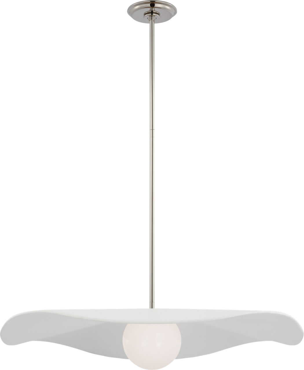 Mahalo 28" Pendant in Polished Nickel and White Glass with Matte White Shade