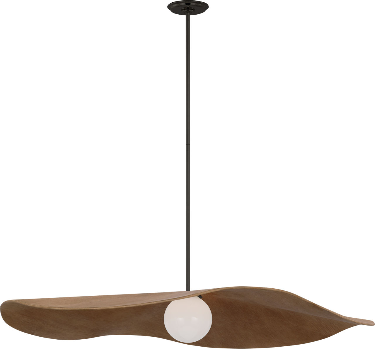 Mahalo 40" Pendant in Bronze and White Glass with Natural Oak Shade