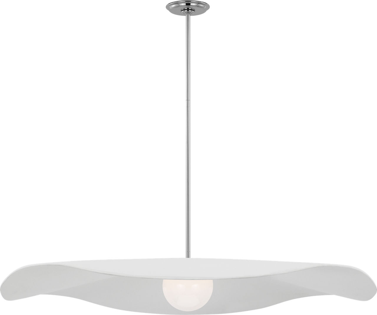 Mahalo 40" Pendant in Polished Nickel and White Glass with Matte White Shade