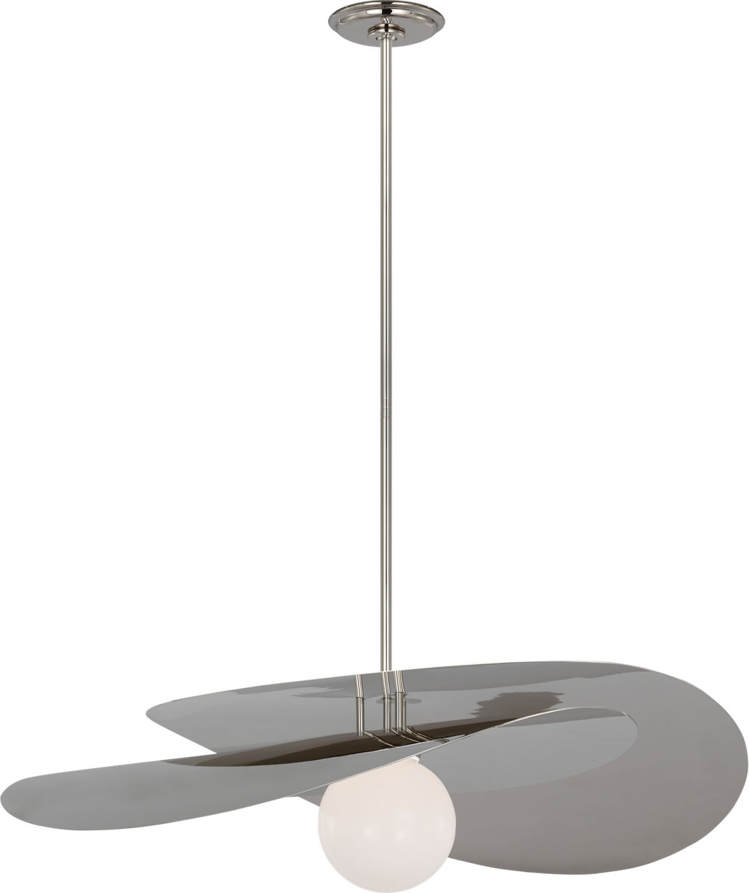 Mahalo 32" Tiered Pendant in Polished Nickel with White Glass