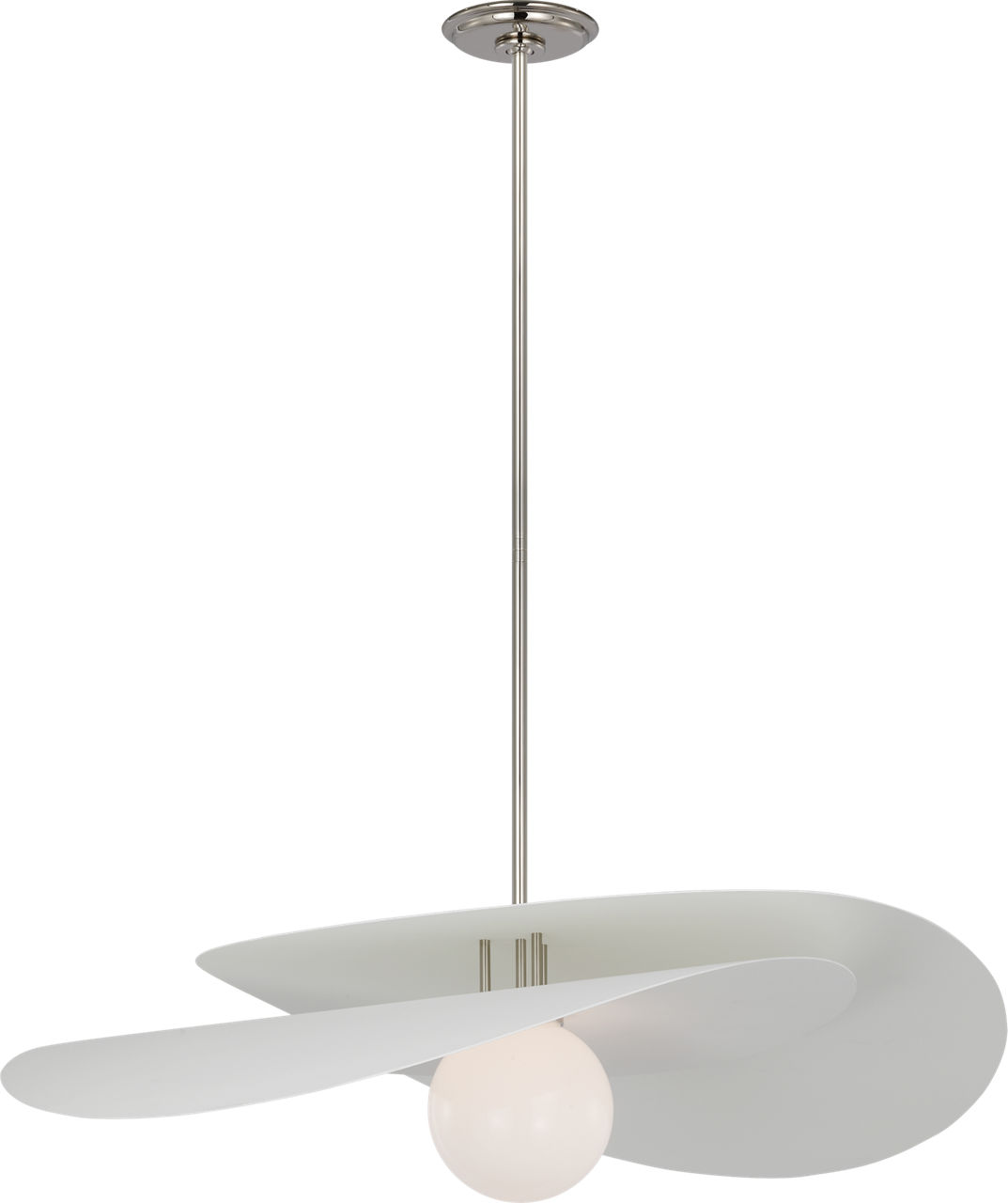 Mahalo 32" Tiered Pendant in Polished Nickel and Matte White with White Glass