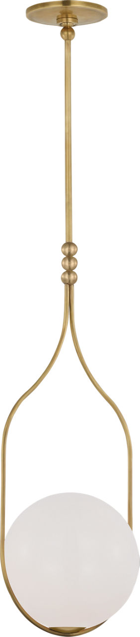 Jodo 12" Pendant in Hand-Rubbed Antique Brass with White Glass